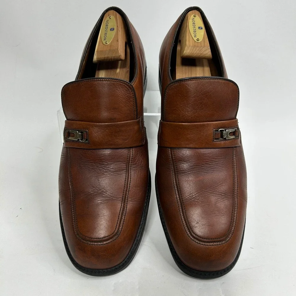 Hy-Test Mens Brown Leather Safety Toe Loafers‎ Buckle Moc Toe Shoes 1663 36 10 B